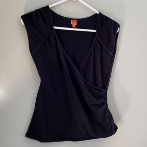 black sleeveless surplice top from modcloth.